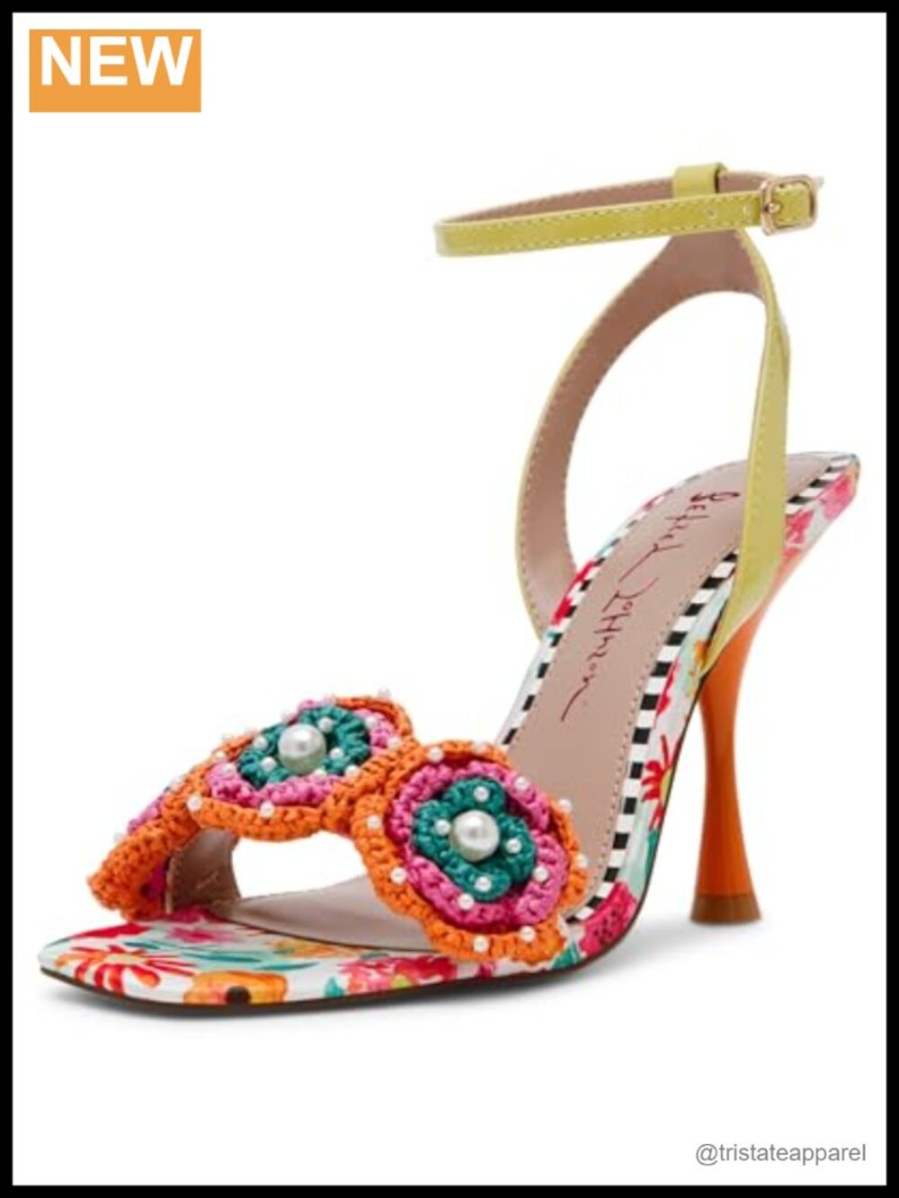 Betsey Johnson Ainsley Faux Leather Ankle Strap Heeled Sandals